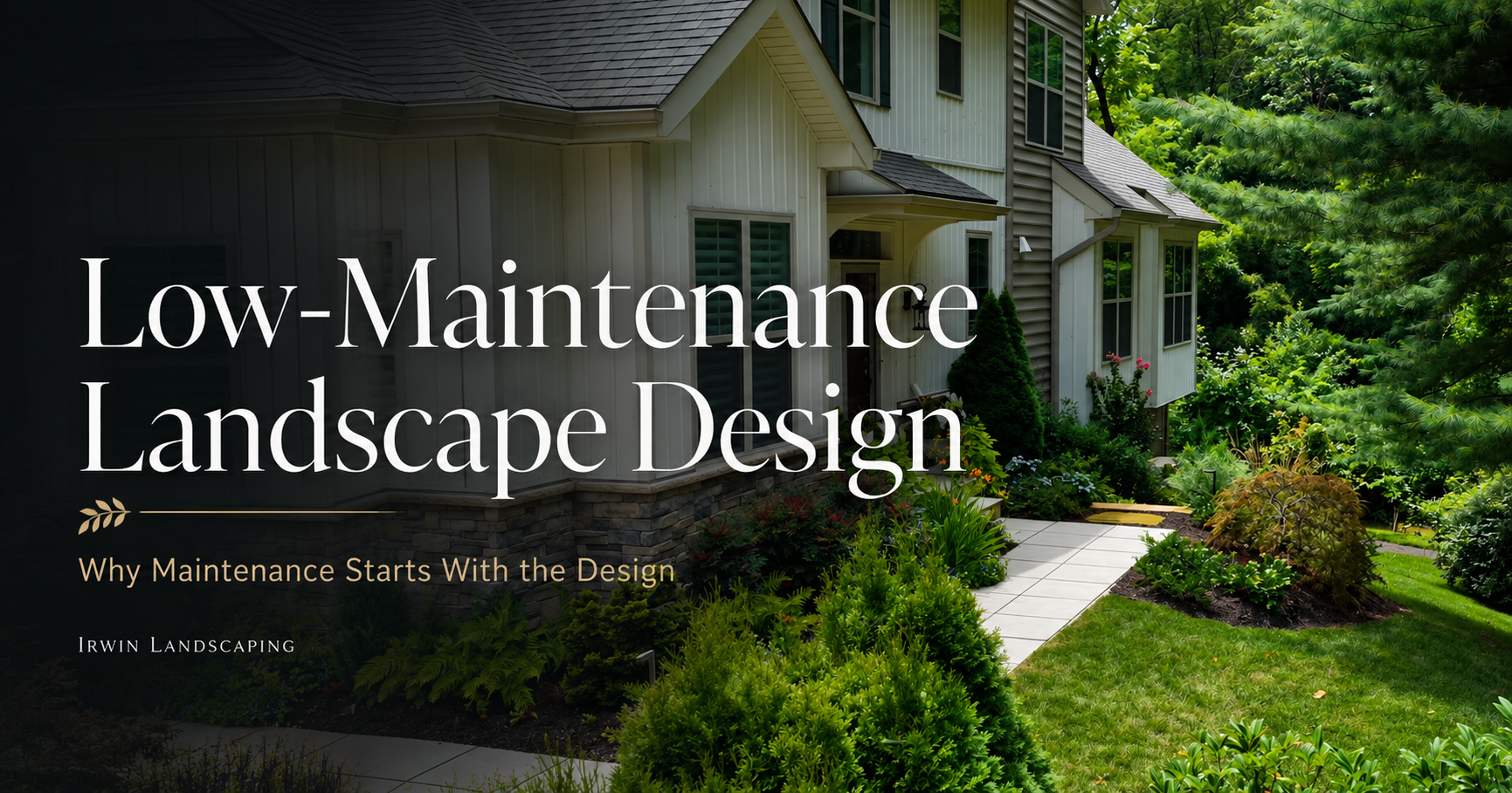 Low maintenance landscape design video preview graphic
